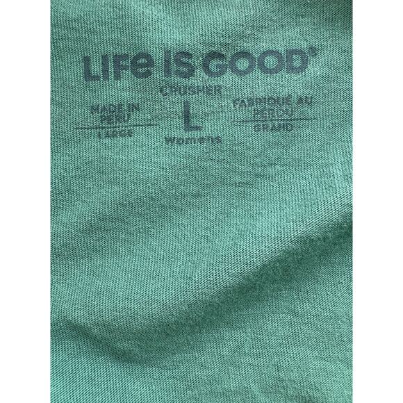 Life is Good Women's Jolly Season Xmas Long Sleeve Crusher Vee Tee Green Large - Picture 4 of 6